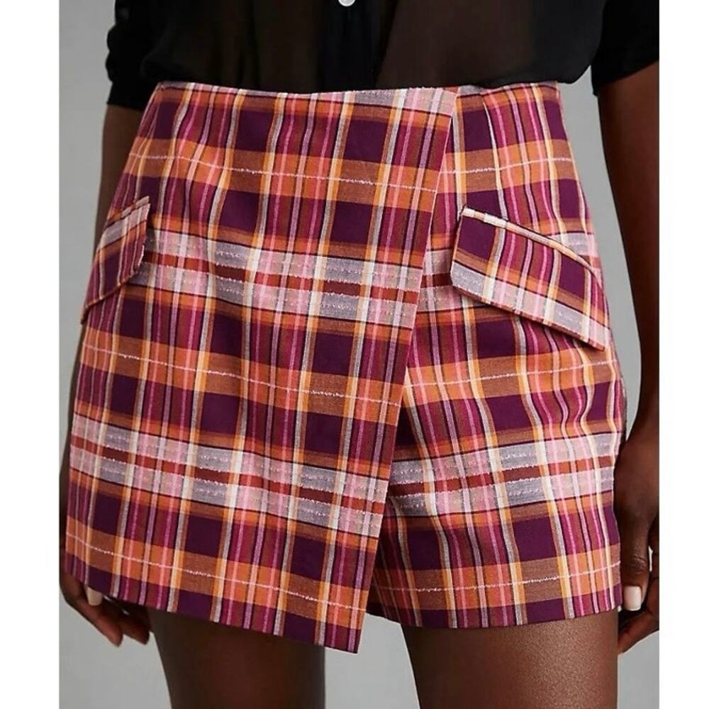 Anthropologie Maeve Sunday Plaid Mini Skort